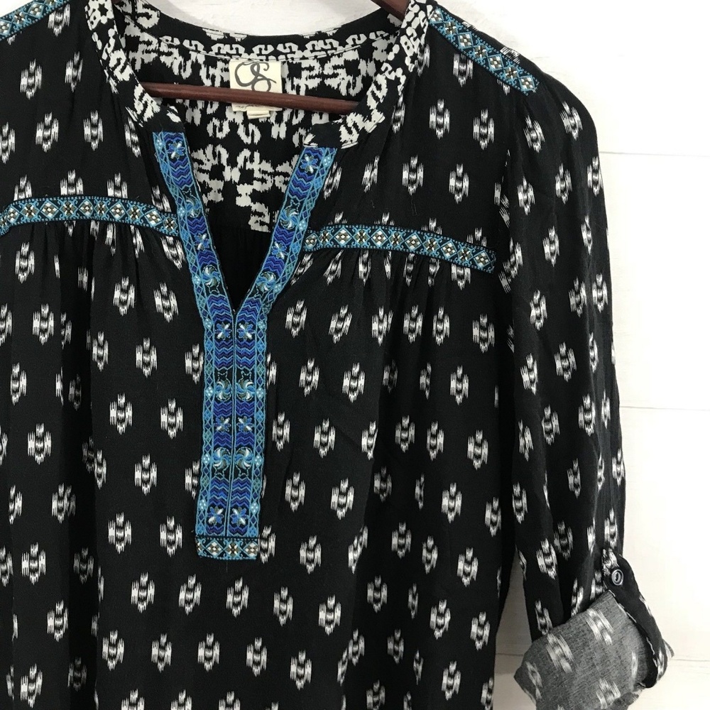 One September Ikat Print Embroidered Tunic Top - Picture 2 of 8